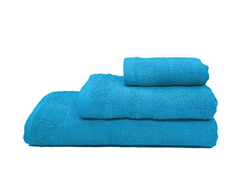 Confort Home M.T (Turquesa Bolas) REGALITOSTV Juego de Toallas de baño 3 Piezas (1 Toalla de baño, 1 Toallas de Manos y 1 Toalla Cara) 100% algodón, Toallas Ligeras y absorbentes. (Turquesa)