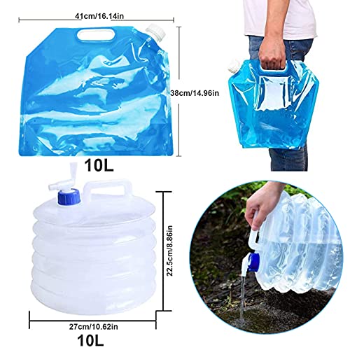 Contenedor Plegable de Agua con Grifo 10l Recipiente de Agua Camping Plegable Bidón Plegable para Agua Bidón de Agua Portátil Cubo de Agua Plegable Bolsa de Agua Plegable para Viajar y Acampar 2pcs