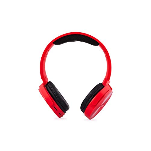 CoolBox CoolMetal – Auriculares bluetooth de diadema (inalámbricos o con cable, plegables, manos libres, microSD, 7 horas autonomía) Rojo