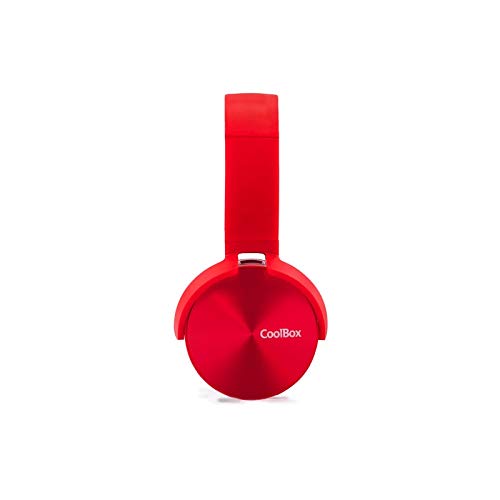 CoolBox CoolMetal – Auriculares bluetooth de diadema (inalámbricos o con cable, plegables, manos libres, microSD, 7 horas autonomía) Rojo