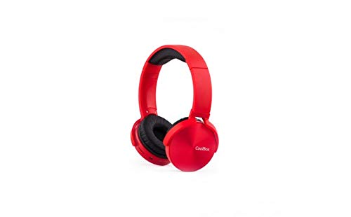 CoolBox CoolMetal – Auriculares bluetooth de diadema (inalámbricos o con cable, plegables, manos libres, microSD, 7 horas autonomía) Rojo