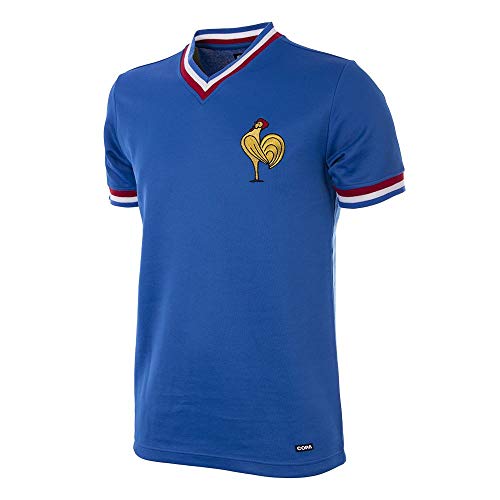 Copa Francia 1971 - Camiseta de fútbol Retro con Cuello en V para Hombre, Hombre, Camiseta Retro de fútbol con Cuello en V, 220, Azul, S