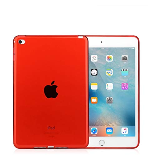 Copmob Funda para iPad Mini 4 - Cubierta Flexible Transparente TPU Protector de Espalda de Goma de la Contraportada Back Cover Apretón Claro para Apple iPad Mini 4 Tableta, Naranja