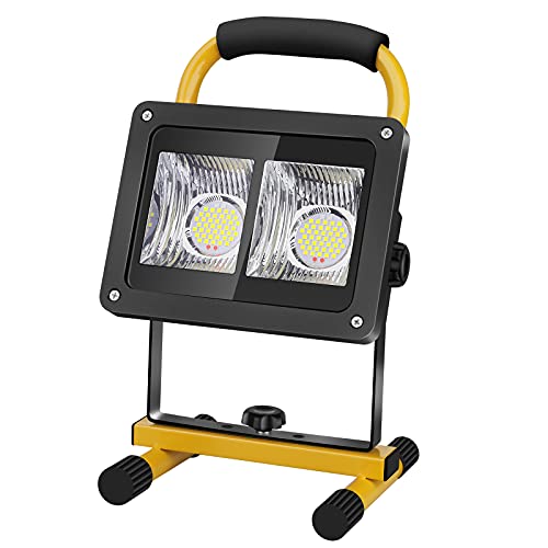 Coquimbo 40W Foco LED Bateria Recargable, Foco LED Bateria Exterior 2000LM, 360°Giratorio Portátil Luz de Trabajo para Jardín, Taller, Garaje, Camping, Obra