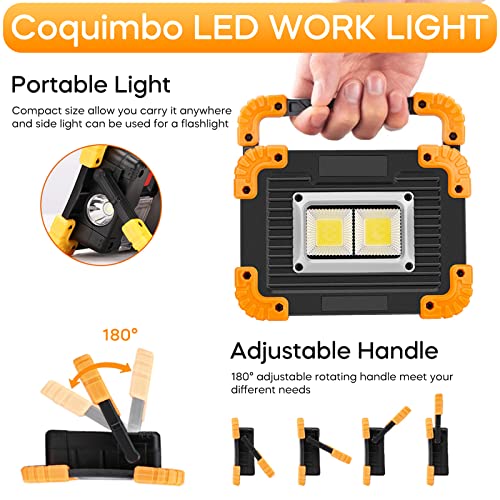 Coquimbo Focos LED Recargable Exterior, Luz Camping 10W 4 Modos Portátil Luz de Trabajo Impermeable Para Reparación de Automóviles, Camping, Senderismo Y Uso de Emergencia
