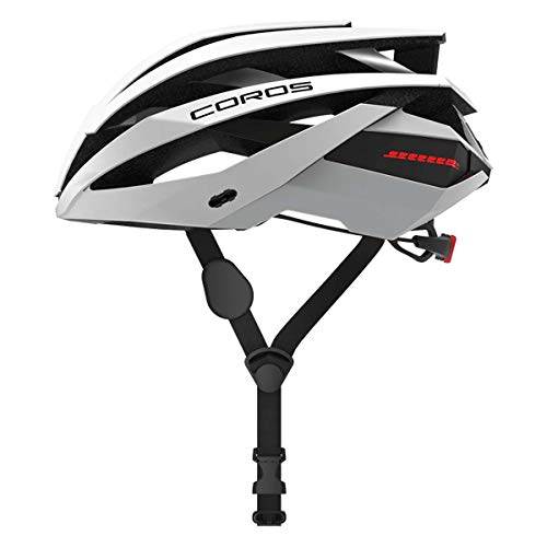 COROS Omni Smart Bicicleta Casco con Auriculares Bone Conductive & luz LED Trasera | verknüpfe Mediante Bluetooth para música, Llamadas y navegación | Cómoda, fácil (Blanco Mate, M)