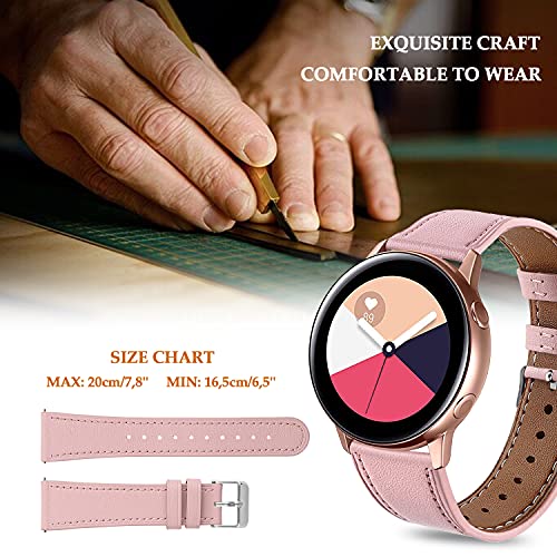 Correa de Cuero Compatible con Huawei Watch GT/GT2 42mm/Samsung Galaxy Watch Active 2/Galaxy Watch 42mm Banda de Reloj de Piel Liberación Rápida para Hombre y Mujer-Rosado