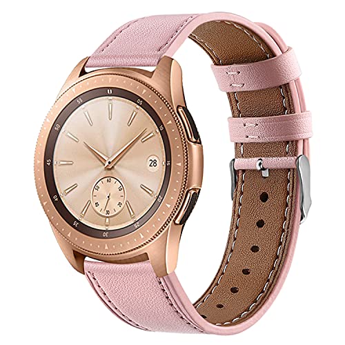 Correa de Cuero Compatible con Huawei Watch GT/GT2 42mm/Samsung Galaxy Watch Active 2/Galaxy Watch 42mm Banda de Reloj de Piel Liberación Rápida para Hombre y Mujer-Rosado