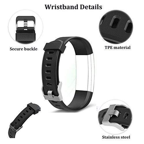 Correa de reemplazo ID115Plus HR - Bandas de reemplazo de TPU Ajustables para 115Plus HR Pulseras Inteligentes Fitness Trackers (Negro + Púrpura)