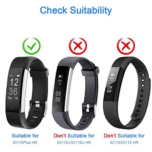 Correa de reemplazo ID115Plus HR - Bandas de reemplazo de TPU Ajustables para 115Plus HR Pulseras Inteligentes Fitness Trackers (Negro + Púrpura)