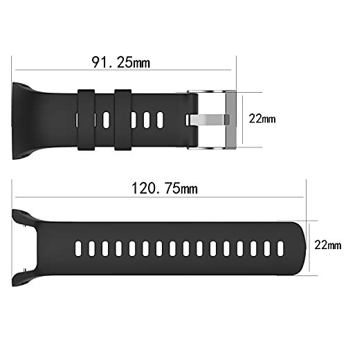 Correa de silicona de 22 mm para Suunto Spartan Trainer Wrist HR Accesorios de repuesto, Negro,