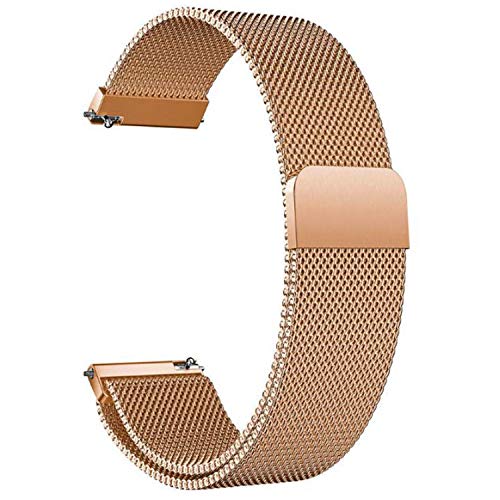 Correa Reloj 20mm 22mm Correa Milanesa Reloj de Acero Inoxidable Correa Malla Reloj Magnética Reemplazo de la Banda de Reloj de Pulsera de Acero Inoxidable para Hombres y Mujeres (Oro Rosa, 20mm)