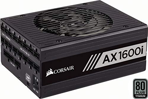 Corsair AX1600i - Fuente de Alimentación Digital Totalmente Modular (1600 W, Certificación 80 Plus Titanium) Negro