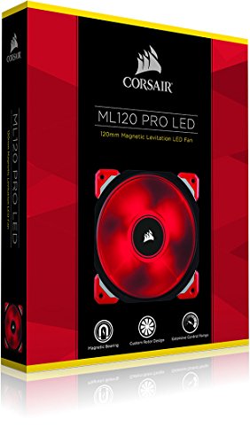 Corsair ML120 PRO Ventilador de PC (120 mm, Levitación Magnética, iluminación LED Rojo) Paquete Soltero