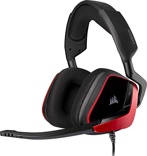 Corsair Void Elite Surround Auriculares para Juegos, 7.1 Sonido Envolvente, Micrófono omnidireccional, Compatible con PC, PS4, Xbox One, Switch y Móviles, Color Rojo