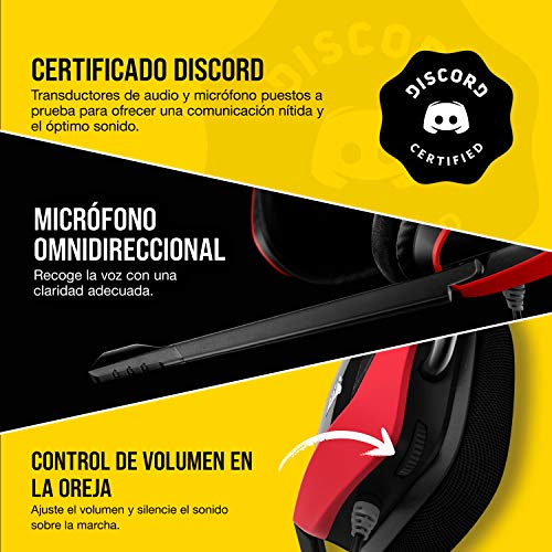 Corsair Void Elite Surround Auriculares para Juegos, 7.1 Sonido Envolvente, Micrófono omnidireccional, Compatible con PC, PS4, Xbox One, Switch y Móviles, Color Rojo