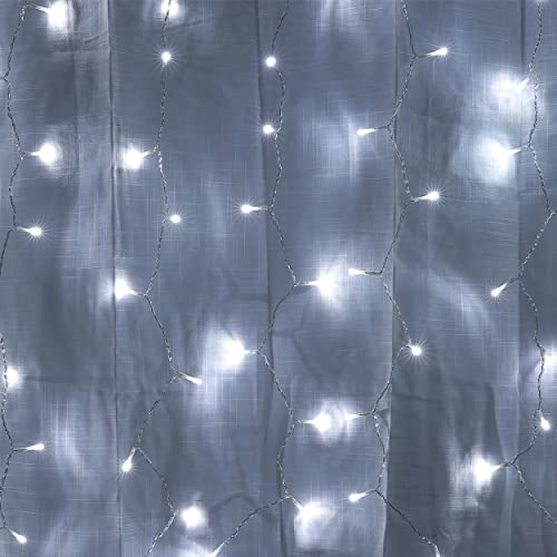 Cortina de Luces LED de 3m x 1m 160 LED Fijo+40 LED Flash Cortina Luces Navidad Impermeable IP44 Exterior y Interior - Luz Blanca Efecto Flash