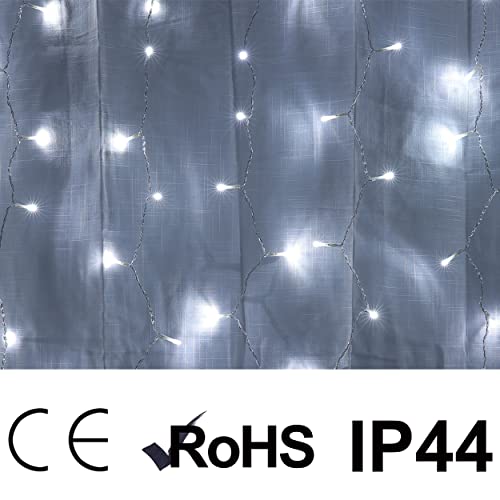 Cortina de Luces LED de 3m x 1m 160 LED Fijo+40 LED Flash Cortina Luces Navidad Impermeable IP44 Exterior y Interior - Luz Blanca Efecto Flash
