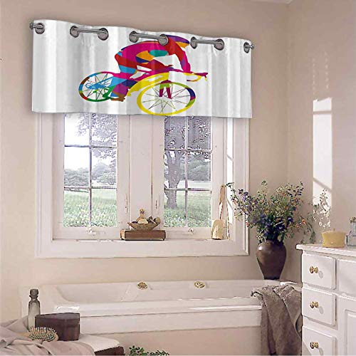 Cortinas con cenefa de colores arcoíris para ciclismo, deportes, spinng Bike Tour de Francia, con imagen temática de 127 x 45 cm, ahorro de energía, para sala de estar, multicolor