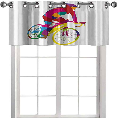 Cortinas con cenefa de colores arcoíris para ciclismo, deportes, spinng Bike Tour de Francia, con imagen temática de 127 x 45 cm, ahorro de energía, para sala de estar, multicolor