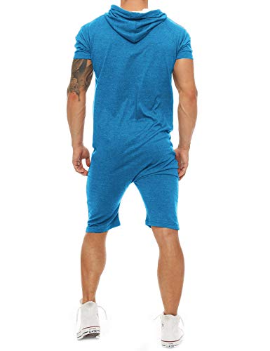 Coshow Mono para hombre, mono para jogging, chándal deportivo, camiseta de entrenamiento, pantalones cortos, tallas S-XXL azul M