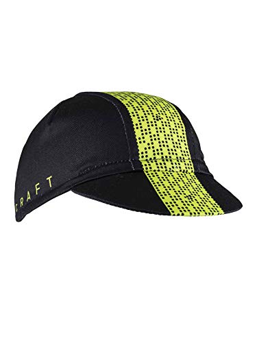 Craft Gorra de Fondo Bike Cap, Unisex Adulto, Gorra, 1907349-999611-0, Negro/Verde Lima, Talla única