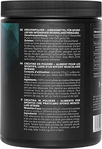 Creatina creapure en polvo - 500g de creatina pura - 100% monohidrato CREAPURE - Especial para atletas - Para mejorar el rendimiento en el entrenamiento - Suplemento para desarrollo muscular - de nu3