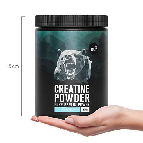 Creatina creapure en polvo - 500g de creatina pura - 100% monohidrato CREAPURE - Especial para atletas - Para mejorar el rendimiento en el entrenamiento - Suplemento para desarrollo muscular - de nu3