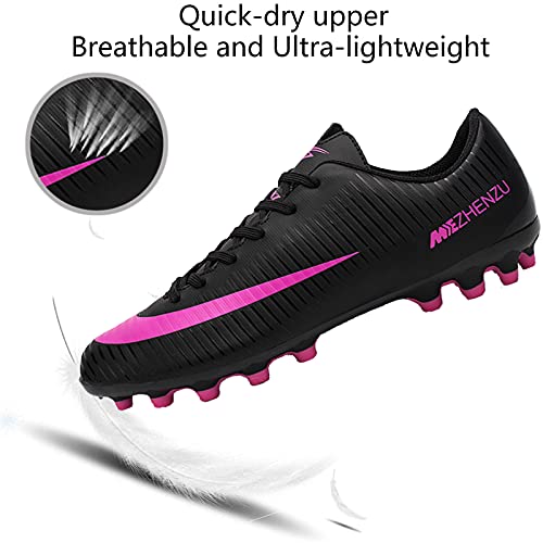 Csgkag Zapatos de Fútbol Hombre Training Botas de Fútbol Spike Aire Libre Profesionales Atletismo ​Zapatillas de Tacos Futbol,Negro,EU37