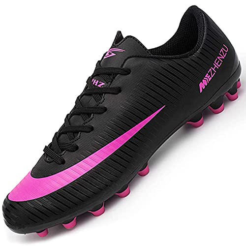 Csgkag Zapatos de Fútbol Hombre Training Botas de Fútbol Spike Aire Libre Profesionales Atletismo ​Zapatillas de Tacos Futbol,Negro,EU37