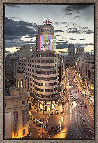 Cuadro enmarcado - Cuadro del Edificio Carrión (Schwepps) de la Gran Vía de Madrid - Fotografía artística y moderna de alta calidad - Listo para colgar - Hecho a mano en España (40_x_60_cm)