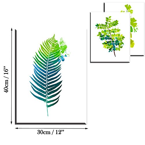 Cuadros Sobre el Lienzo Imprimir Impresiones de Lienzo Hoja Verde Fotos Estilo Nórdico Pintura Prueba de Agua con Marco Listo para Colgar para Sala de Estar Décor Dormitorio Regalo 3x30x40x2.5cm