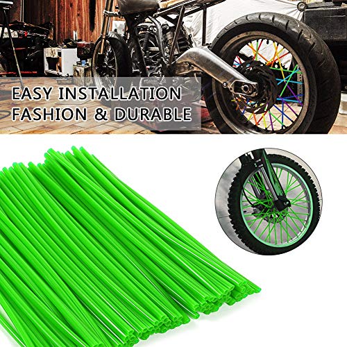 Cubierta de piel, 36 piezas Protector de radios de rueda Llantas, Kit de envoltura de radios de llanta de motocross Cubiertas de pieles Off Road Motocicleta Protector (Verde)