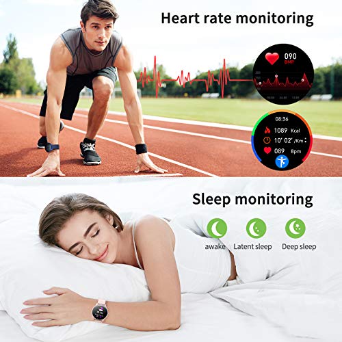 CUBOT reloj inteligente para hombres, reloj de fitness, pantalla táctil de 1.3 pulgadas, IP68 a prueba de agua, monitor de frecuencia cardíaca, podómetro, con monitor de sueño, Android / iOS, azul