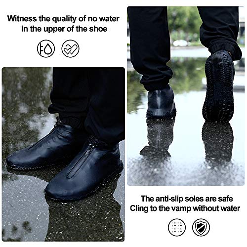Cubrecalzado Impermeable,Cubierta del Zapato Impermeable Funda de Silicona para Zapatos,Funda de Zapato Reutilizable & Impermeable para Días de Lluvia y Nieve (XL (43-47), Negro)