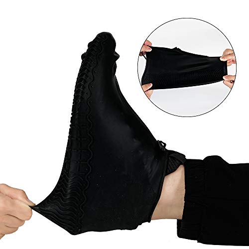 Cubrecalzado Impermeable,Cubierta del Zapato Impermeable Funda de Silicona para Zapatos,Funda de Zapato Reutilizable & Impermeable para Días de Lluvia y Nieve (XL (43-47), Negro)