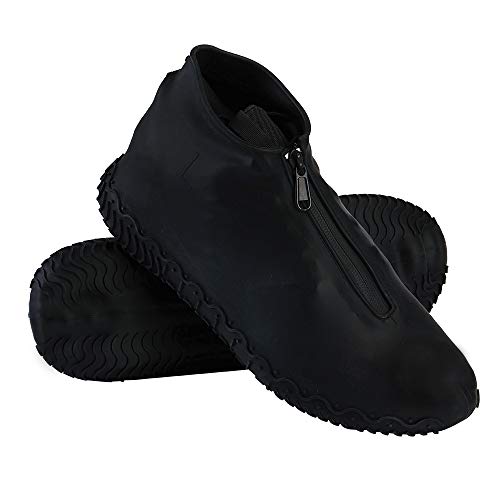 Cubrecalzado Impermeable,Cubierta del Zapato Impermeable Funda de Silicona para Zapatos,Funda de Zapato Reutilizable & Impermeable para Días de Lluvia y Nieve (XL (43-47), Negro)