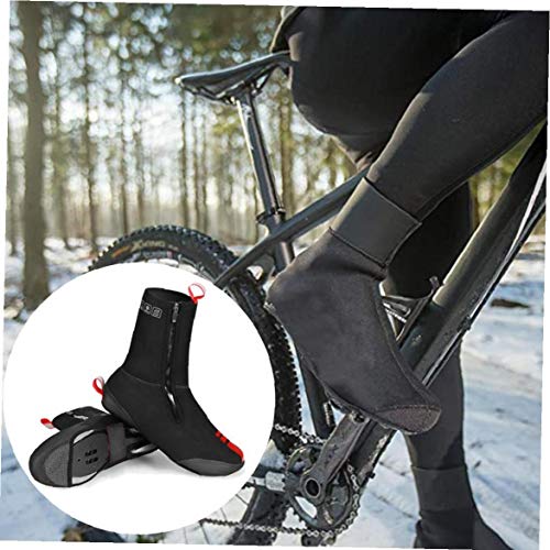 Cubrezapatillas Bicicleta a Prueba De Agua a Prueba De Viento Lana Forrada Zapatos De La Bici Caliente Camino De MTB Cubiertas Invierno De La Bicicleta Protector Térmico (Negro,