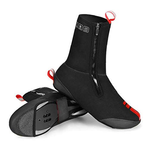 Cubrezapatillas Bicicleta a Prueba De Agua a Prueba De Viento Lana Forrada Zapatos De La Bici Caliente Camino De MTB Cubiertas Invierno De La Bicicleta Protector Térmico (Negro,