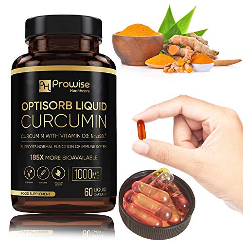 Curcumina líquida Optisorb con vitamina D - 60 Liqcaps | 185x Biodisponibilidad de cúrcuma y curcumina - Ultra Biodisponible | Cápsulas líquidas con 500 mg de NovaSOL® por cápsula