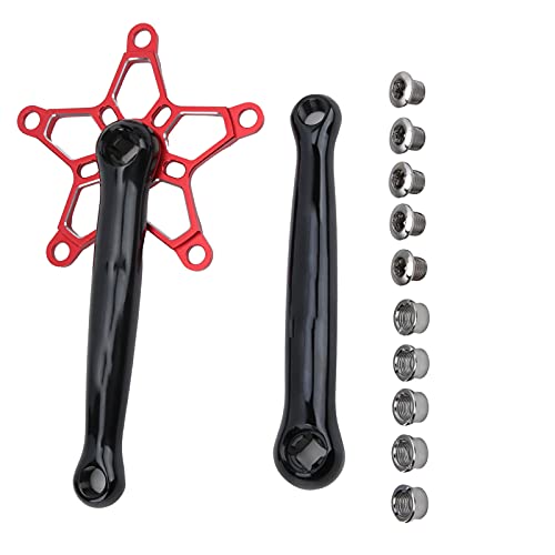 CUTULAMO Juego de Bielas de 170 Mm 130 BCD MTB, Confiabilidad Alto Factor de Seguridad Larga Vida útil Brazos de Biela Izquierda Y Derecha Resistencia Duradera para Bicicletas de una Velocidad(Rojo)