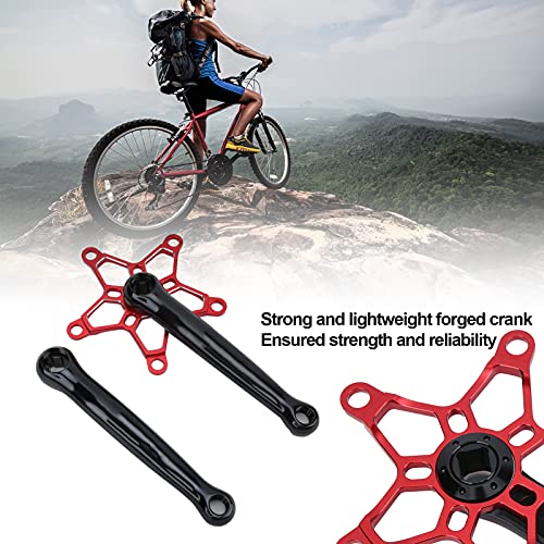 CUTULAMO Juego de Bielas de 170 Mm 130 BCD MTB, Confiabilidad Alto Factor de Seguridad Larga Vida útil Brazos de Biela Izquierda Y Derecha Resistencia Duradera para Bicicletas de una Velocidad(Rojo)