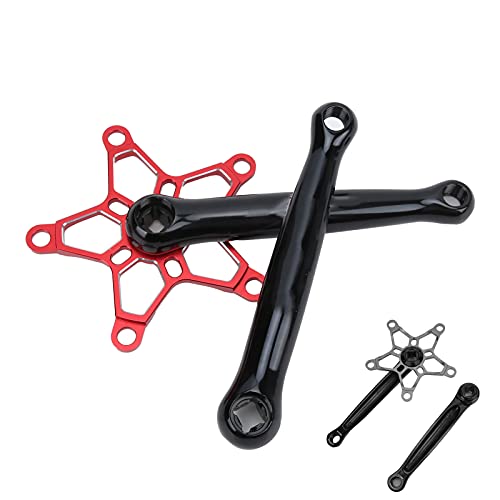 CUTULAMO Juego de Bielas de 170 Mm 130 BCD MTB, Confiabilidad Alto Factor de Seguridad Larga Vida útil Brazos de Biela Izquierda Y Derecha Resistencia Duradera para Bicicletas de una Velocidad(Rojo)