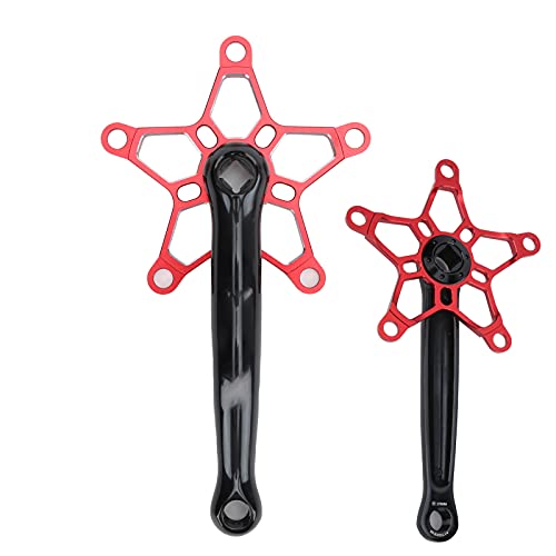 CUTULAMO Juego de Bielas de 170 Mm 130 BCD MTB, Confiabilidad Alto Factor de Seguridad Larga Vida útil Brazos de Biela Izquierda Y Derecha Resistencia Duradera para Bicicletas de una Velocidad(Rojo)