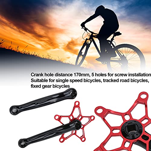 CUTULAMO Juego de Bielas de 170 Mm 130 BCD MTB, Confiabilidad Alto Factor de Seguridad Larga Vida útil Brazos de Biela Izquierda Y Derecha Resistencia Duradera para Bicicletas de una Velocidad(Rojo)