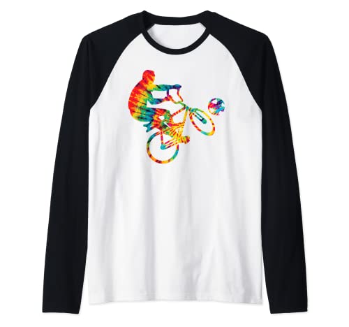 Cycle ball Tie Dye Rainbow Kids Boys Teenage Men Girls Cool Camiseta Manga Raglan