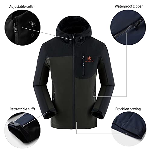 CYKYGGO Chaqueta Softshell con Capucha Hombre Pantalon Softshell invierno Impermeable Chaqueta Montaña ​Pantalones Montaña Polar Forrado Pantalones Trekking Chaqueta Trekking