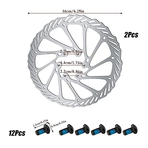 CYSJ Disco de Freno 2pcs 160 mm Rotor de Freno de Disco de Bicicleta de Acero InoxidableRotor Flotante para Bicicleta de Carretera, Bicicleta de montaña, MTB