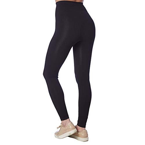 CzSalus Pantalón largo ligero, mallas adelgazantes de compresión media para lipedema y linfedema (L, Negro)