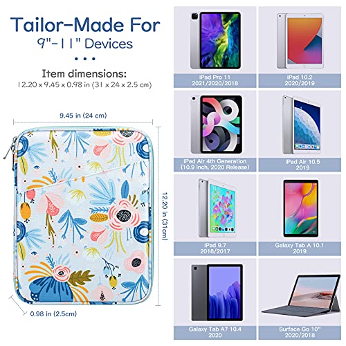 Dadanism 9-11 Pulgadas Funda Blanda para Tablet, Impermeable Bolsa para Tableta para iPad 10,2 2020/2019, iPad Pro 11 2018-2021, iPad Air 4 10,9 2020, Galaxy Tab A7 10,4/Tab S6 Lite, Verano Azul